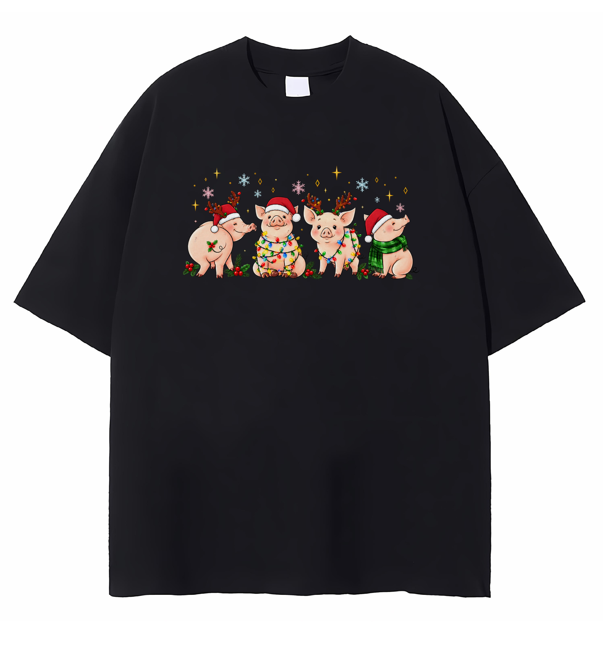Funny Pig Christmas T-shirt Cute Holiday Animal Graphic Gift