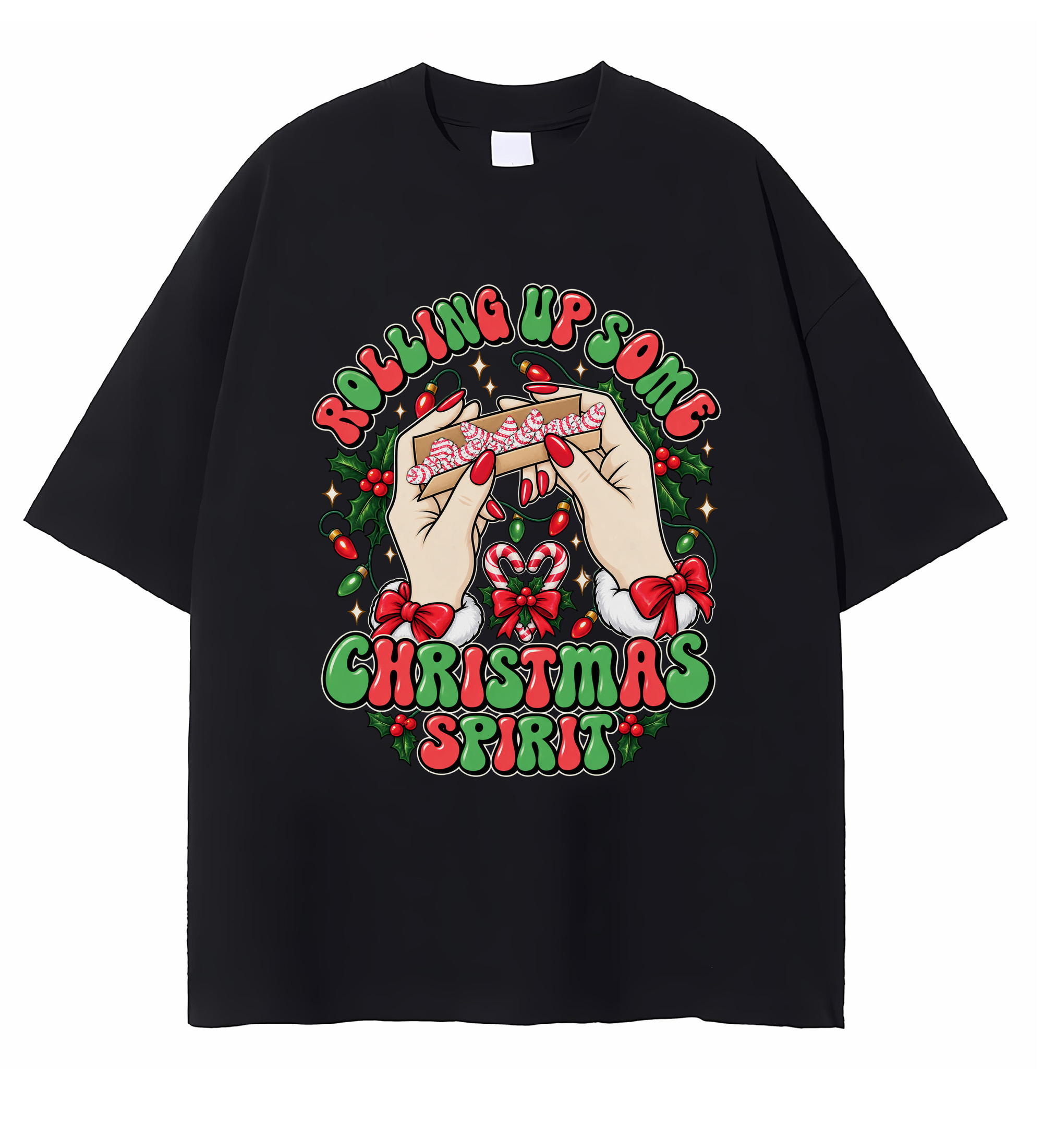 Rolling Up Some Christmas Spirit T-shirt Funny Holiday Graphic Gift
