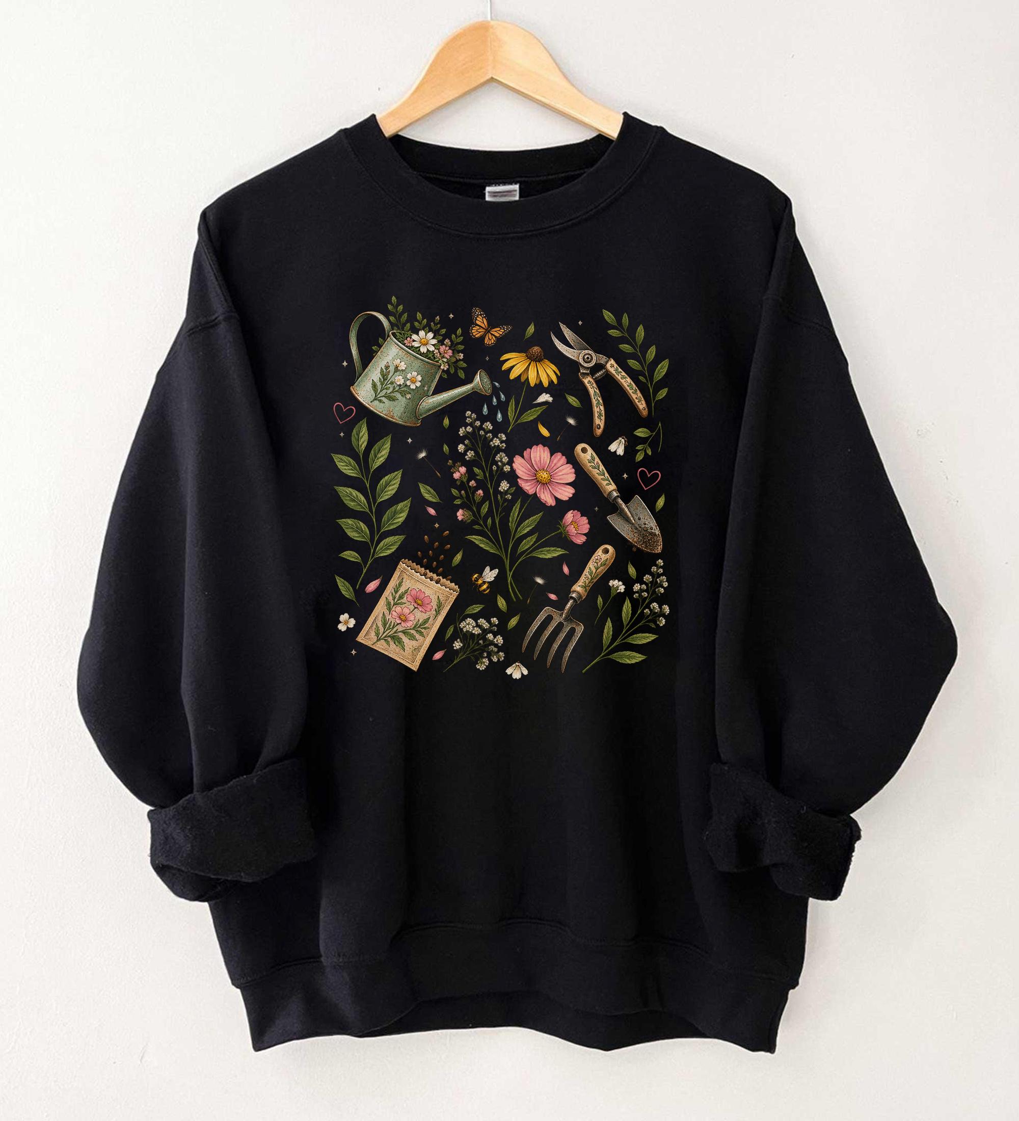Botanical Gardener Wildflower Sweatshirt Cottagecore Floral Plant Lover Graphic Gardening Nature Gift For Women